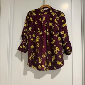 Calvin Klein Burgundy Floral Blouse
